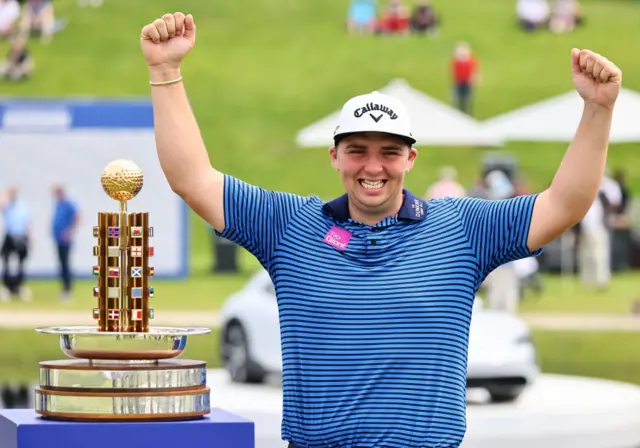 Marcys Armitage celebrates after winning the European Open