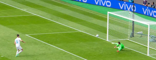 Patrik Schick scores his third goal of the tournament at Hampden