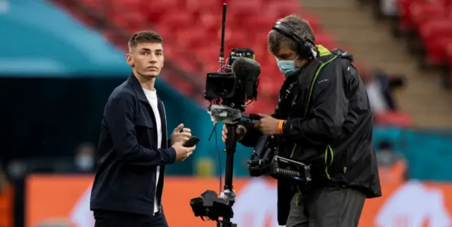 Billy Gilmour on on the Wembley pitch