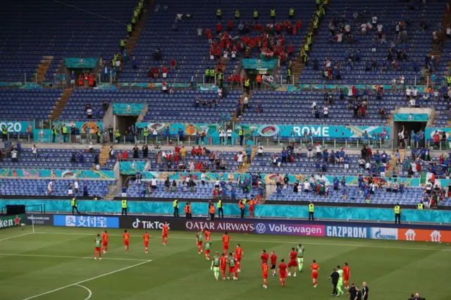 Wales players and fans