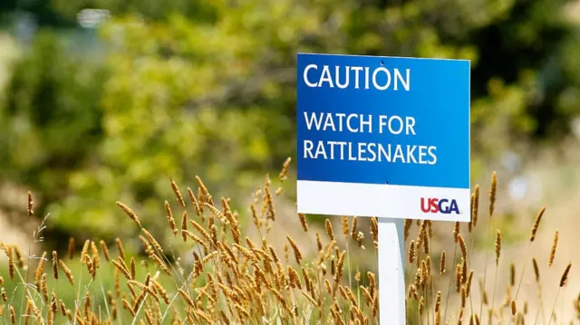 A sign saying 'Caution: watch for rattlesnakes'