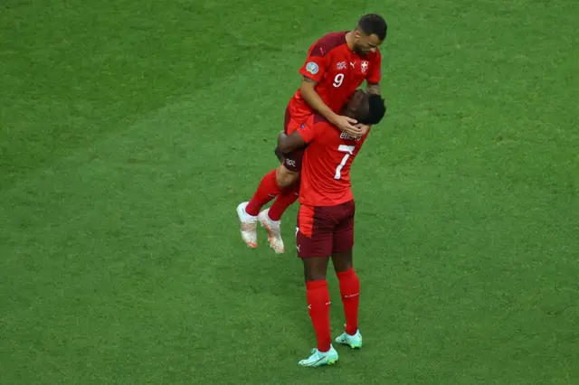 Swiss players celebrating