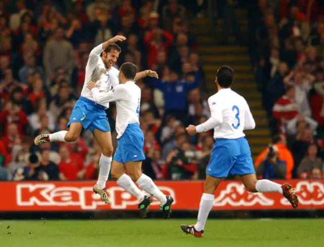 Del Piero scores v Wales at Millennium Stadium