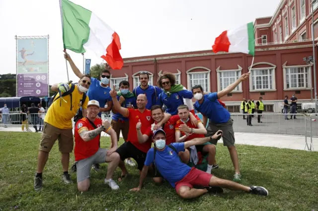 Fans gather before Italy v Wales