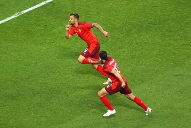 Swiss goal celebration