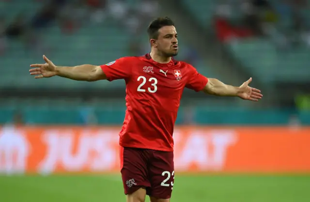 Shaqiri celebrating