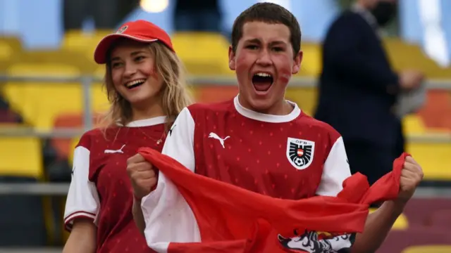 Austria fan cheers