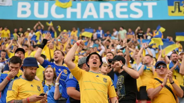 Ukraine fans before kick-off