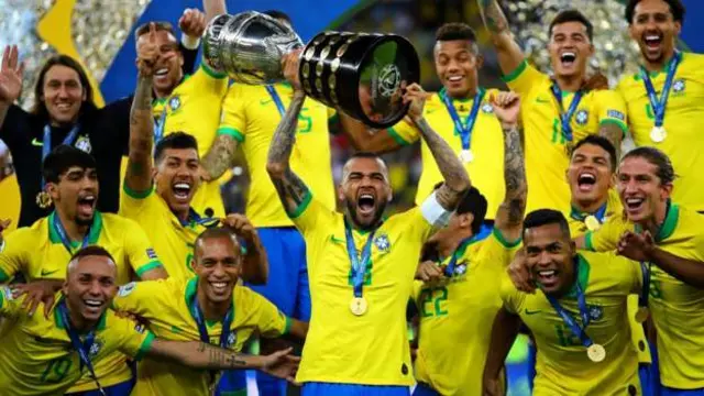 Brazil celebrate winning the Copa America