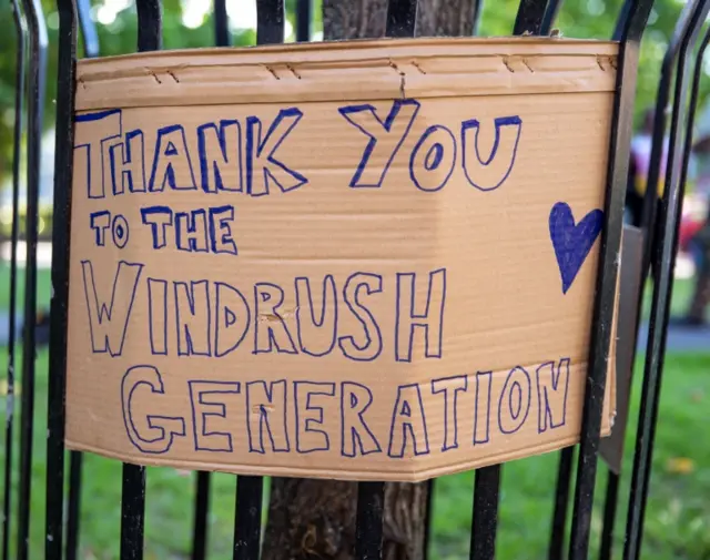 A sign supporting Windrush Generation