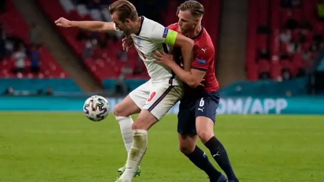 England forward Harry Kane and the Czech Republic's Tomas Kalas