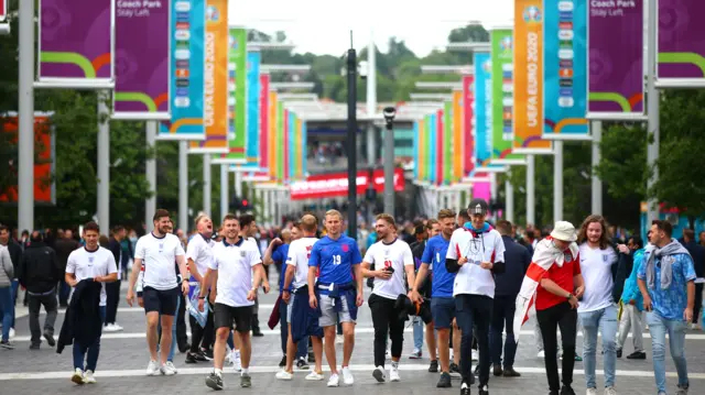 Fans arrive at Wembley