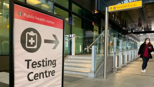 A testing centre at Heathrow Airport