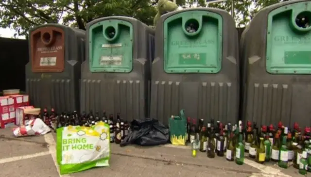 Dumped rubbish at recycling banks