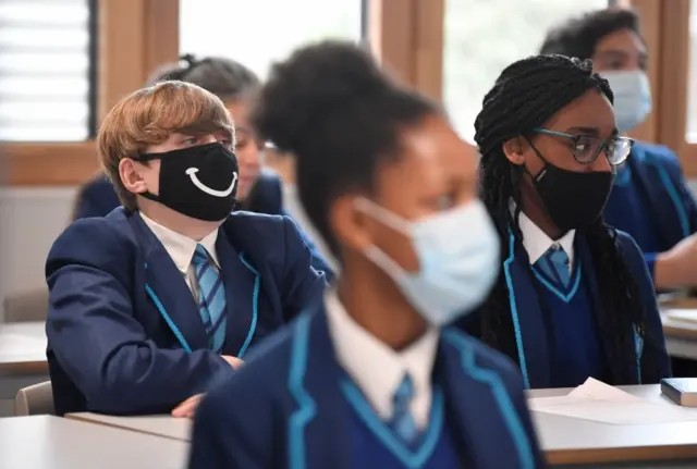 School pupil in mask