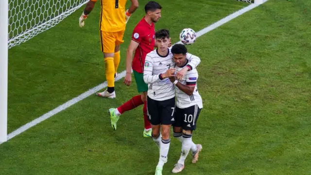 Kai Havertz (centre) celebrates scoring