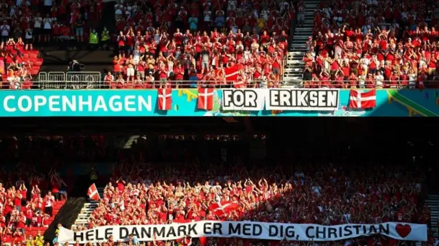 Danish fans in a football stand