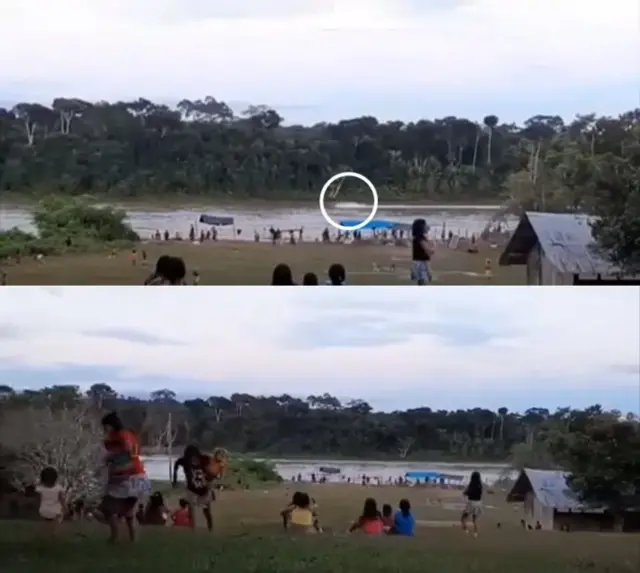 A video shared by an indigenous leader shows what appears to be a motorboat passing by Palimiú, when a shootout starts