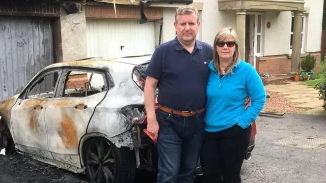 Councillor Graeme Campbell and his wife Fiona following a similar attack in 2019