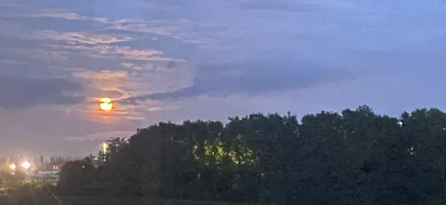 Strawberry Moon over Swannington, in Leicestershire