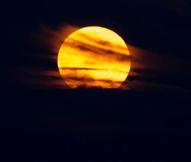 Strawberry moon over Belper, in Derbyshire