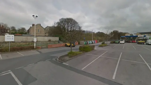 Tesco recycling area in car park