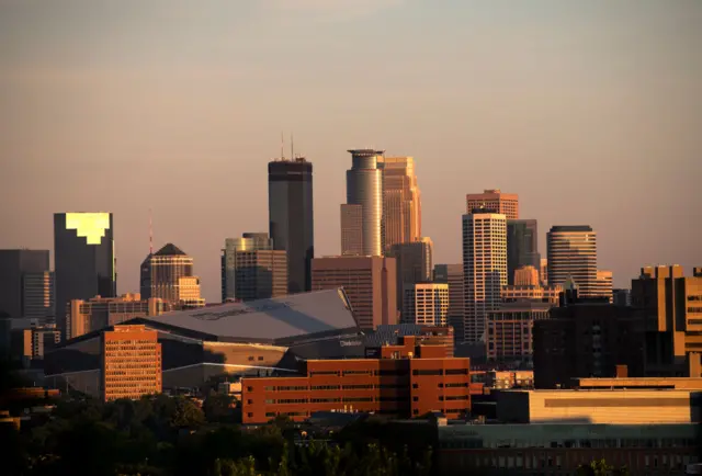 Sunrise over Minneapolis on Friday, 25 June