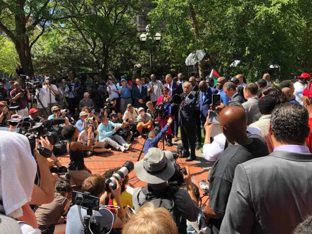 Reverend Al Sharpton, a civil rights leader, was among those to speak after the sentence ruling