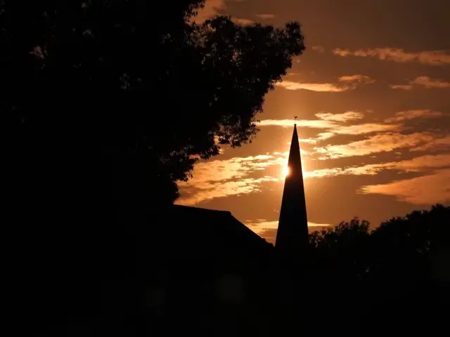 Strawberry moon over Stapleford, in Nottinghamshire