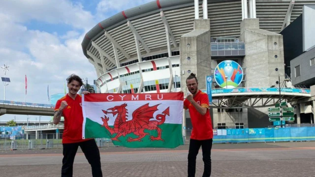 Sam Credgington and his brother Zach outside the Johan Cruyff Arena