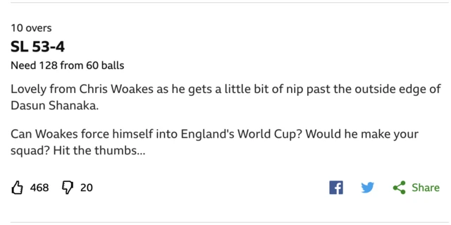 BBC Sport vote on Chris Woakes involvement in England's T20 squad