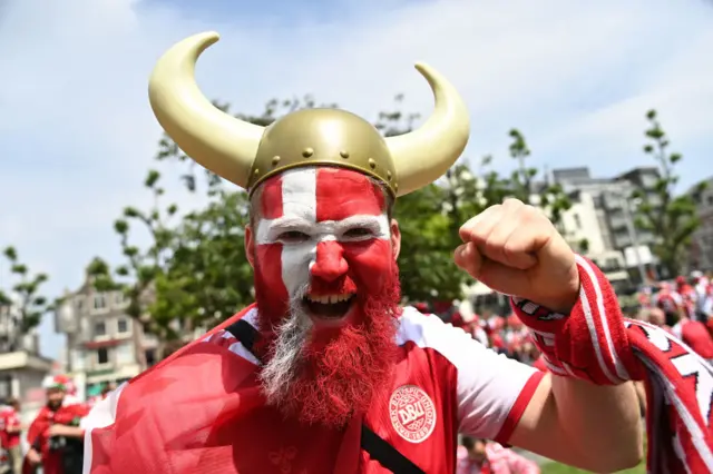 A fan dressed as a viking