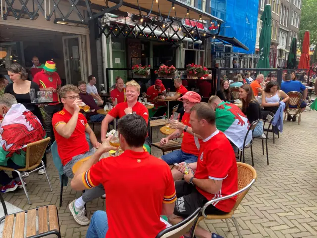 Wales fans soak up the atmosphere in Amsterdam