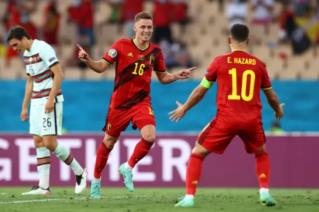 Hazard brothers celebrating the goal