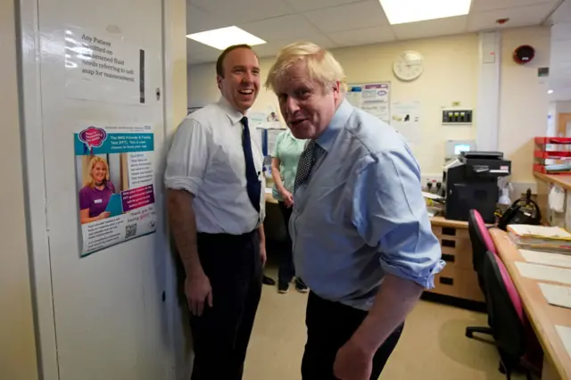 Matt Hancock and Boris Johnson