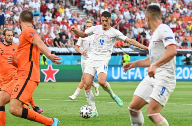 Schick scoring against the Netherlands