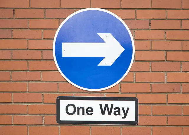 A one-way sign