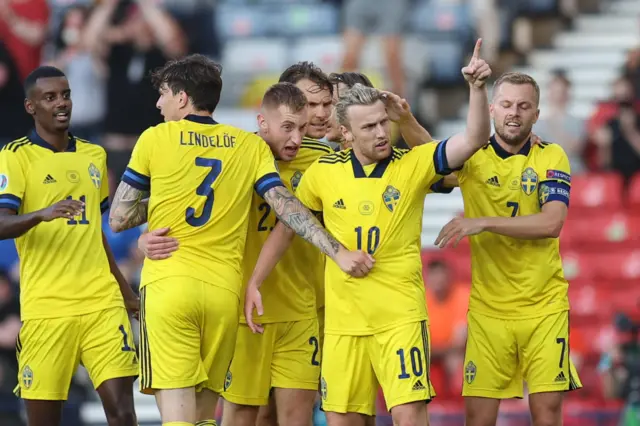 Emil Forsberg scored his fourth goal of the tournament just before half-time