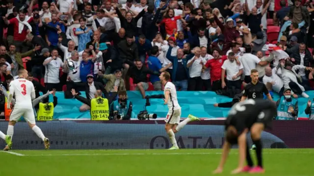 England celebrate Harry Kane's goal