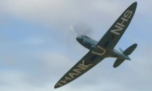 Spitfire with Thankyou NHS message