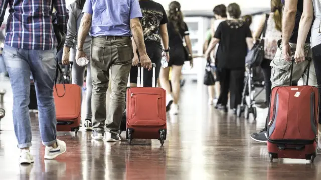 Suitcases in an airport