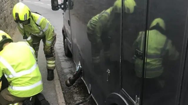 Hoof through horse box