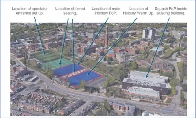 A map showing the planned changes to the Sports and Fitness Centre