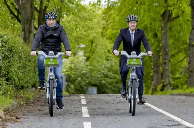 Bicycling Mayor of Birmingham Chris Coyle and Mayor of the West Midlands Andy Street go for a ride at last month's WM Cycle Hire launch in Birmingham