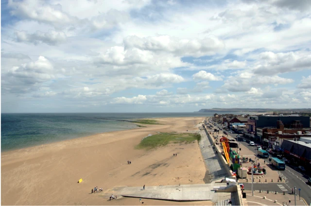 Redcar seafront seen from Redcar Beacon