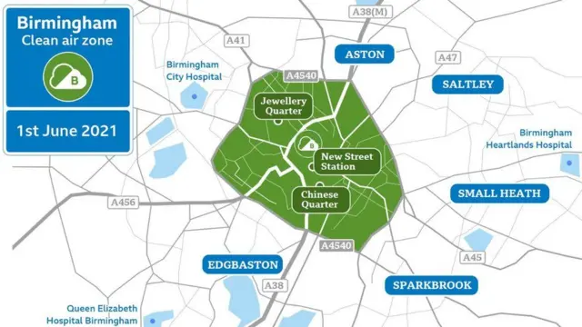 Map of Birmingham's Clean Air Zone