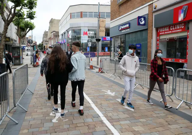 People in Wolverhampton city centre