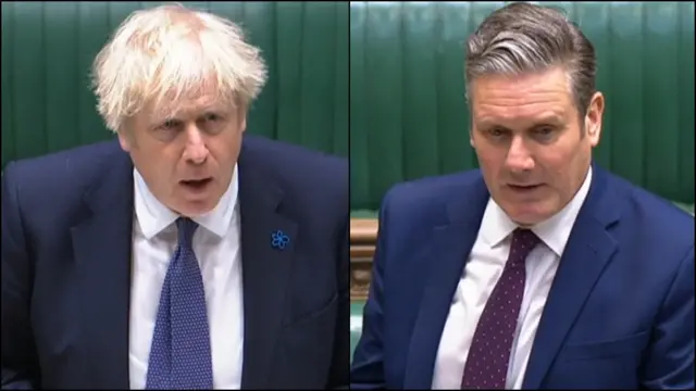 Prime Minister Boris Johnson and Labour leader Keir Starmer face each other across the despatch box