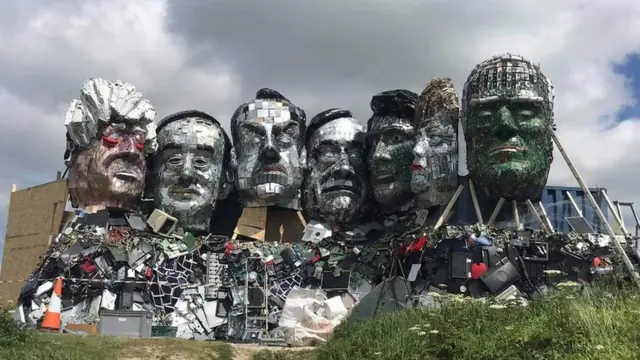 Statue of G7 leaders made of electronic waste has been erected in Cornwall ahead of the summit