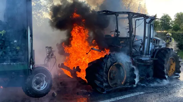 The tractor fire